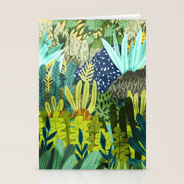 Wild Jungle Painting, Forest Dark Botanical Nature, Plants Tropical Eclectic Modern Illustration Stationery Card Gallery Image 2