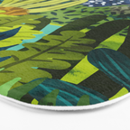 Wild Jungle Painting, Forest Dark Botanical Nature, Plants Tropical Eclectic Modern Illustration Bath Mat Gallery Image 3