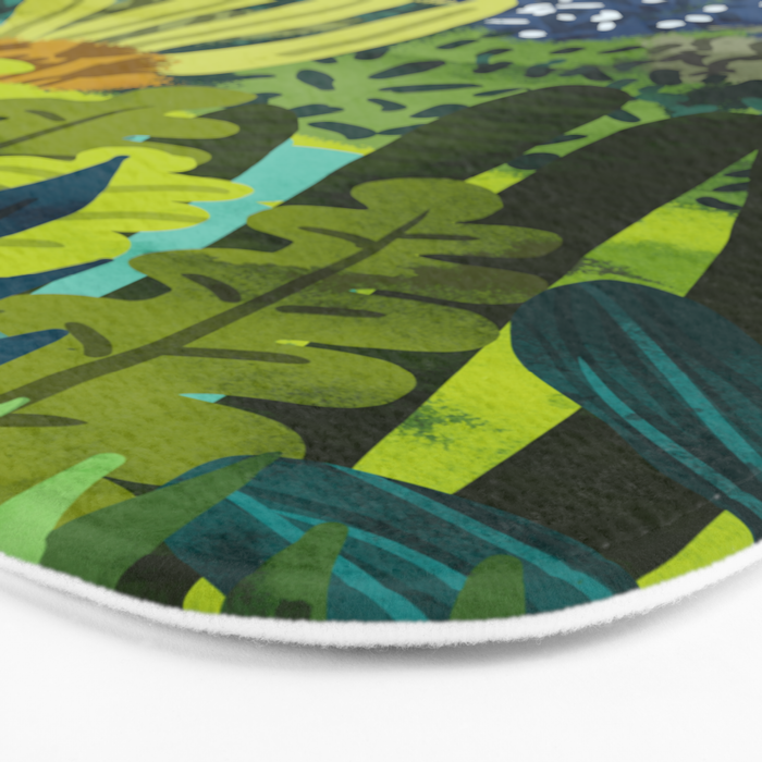Wild Jungle Painting, Forest Dark Botanical Nature, Plants Tropical Eclectic Modern Illustration Bath Mat Gallery Image 3