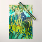 Wild Jungle Painting, Forest Dark Botanical Nature, Plants Tropical Eclectic Modern Illustration Wrapping Paper Gallery Image 1