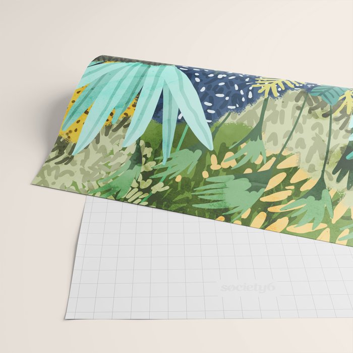 Wild Jungle Painting, Forest Dark Botanical Nature, Plants Tropical Eclectic Modern Illustration Wrapping Paper Gallery Image 2
