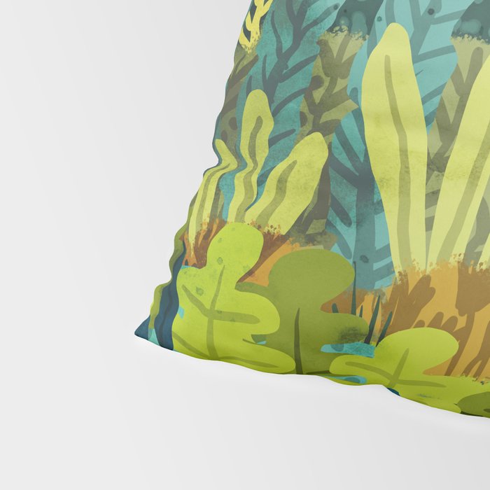 Wild Jungle Painting, Forest Dark Botanical Nature, Plants Tropical Eclectic Modern Illustration Pillow Sham Gallery Image 4