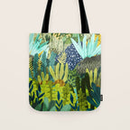Wild Jungle Painting, Forest Dark Botanical Nature, Plants Tropical Eclectic Modern Illustration Tote Bag Gallery Image 1