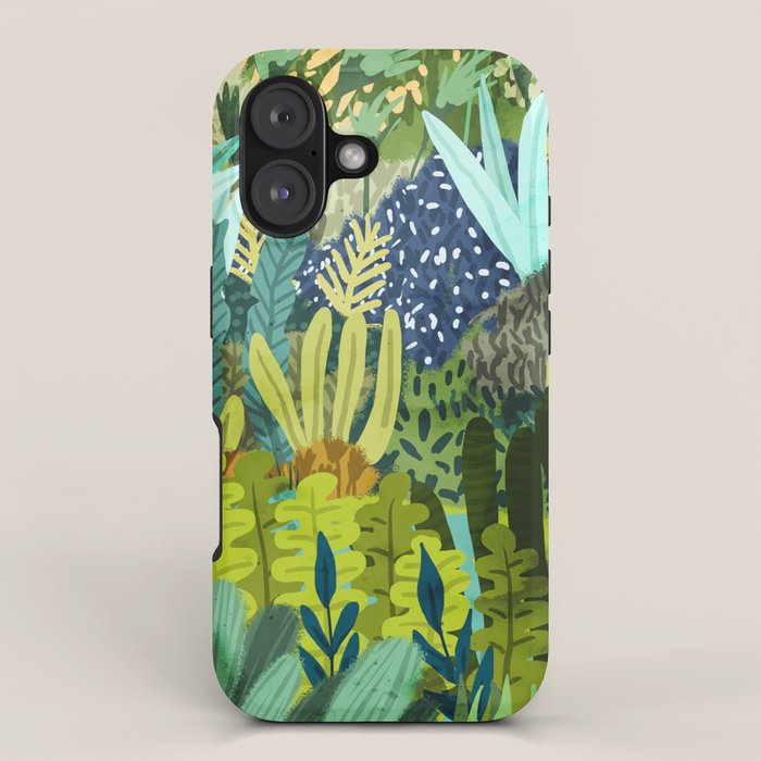 Wild Jungle Painting, Forest Dark Botanical Nature, Plants Tropical Eclectic Modern Illustration iPhone Case Gallery Image 1