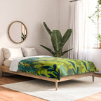 Wild Jungle Painting, Forest Dark Botanical Nature, Plants Tropical Eclectic Modern Illustration Comforter Gallery Image 2