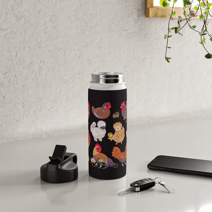 Chicken and Chick - dark Water Bottle Gallery Image 4