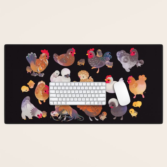 Chicken and Chick - dark Desk Mat Gallery Image 1