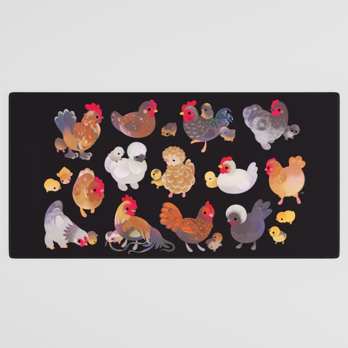 Chicken and Chick - dark Desk Mat Gallery Image 3