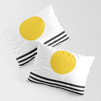 Midcentury Yellow Minimalist Sunset With Black Stripes Pillow Sham Gallery Image 3
