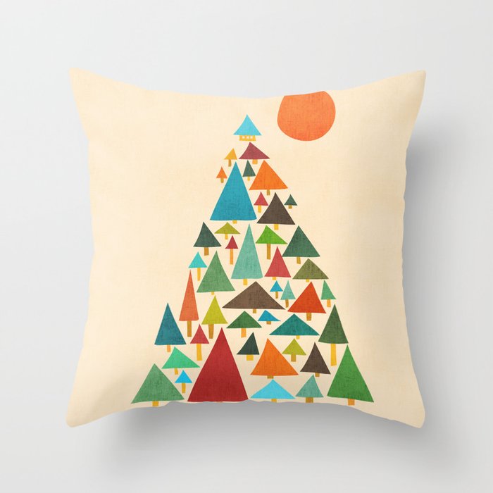 The house at the pine forest Throw Pillow Gallery Image 6