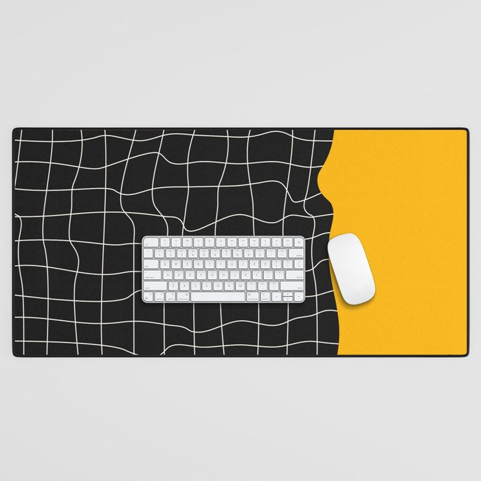Sunkissed Gold | Warp Grid: Midnight Black Edition Desk Mat Gallery Image 1