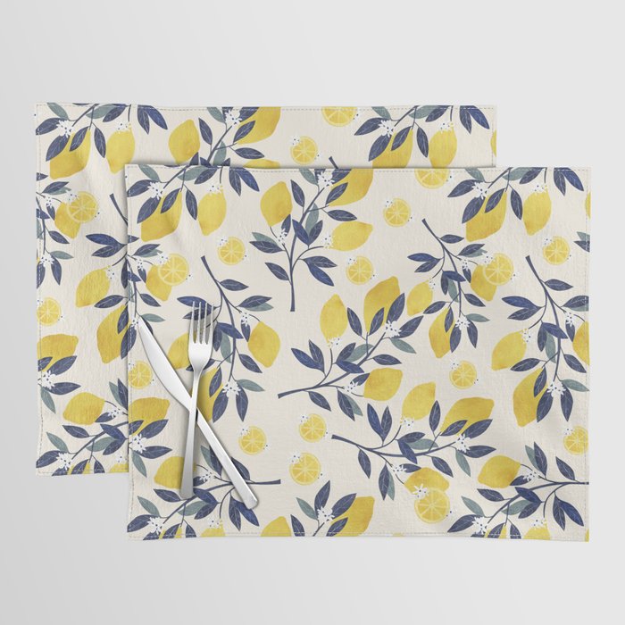 Mediterranean lemon branch pattern Placemat Gallery Image 1