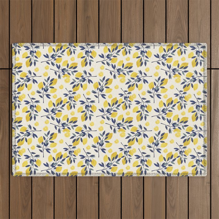Mediterranean lemon branch pattern Outdoor Rug Gallery Image 1