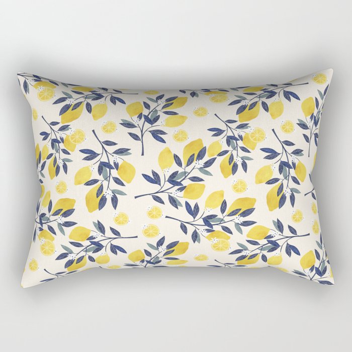 Mediterranean lemon branch pattern Rectangular Pillow Gallery Image 1