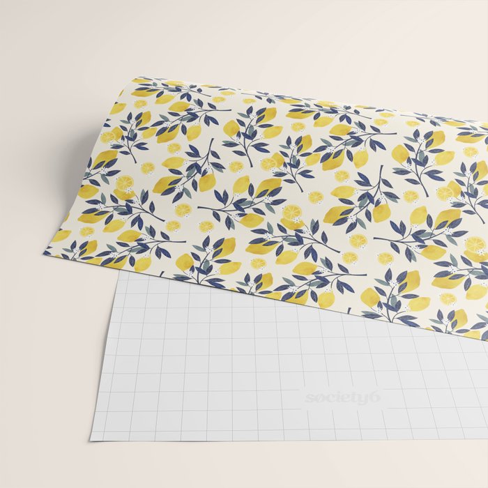 Mediterranean lemon branch pattern Wrapping Paper Gallery Image 2
