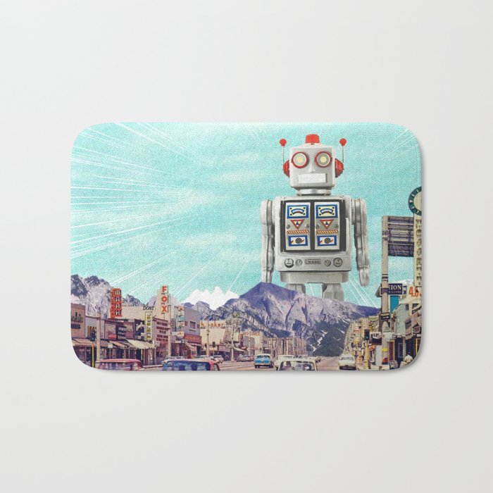 Robot in Town Bath Mat Gallery Image 1