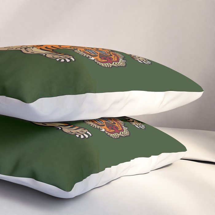 TIBETAN TIGER RUG-green Pillow Sham Gallery Image 3