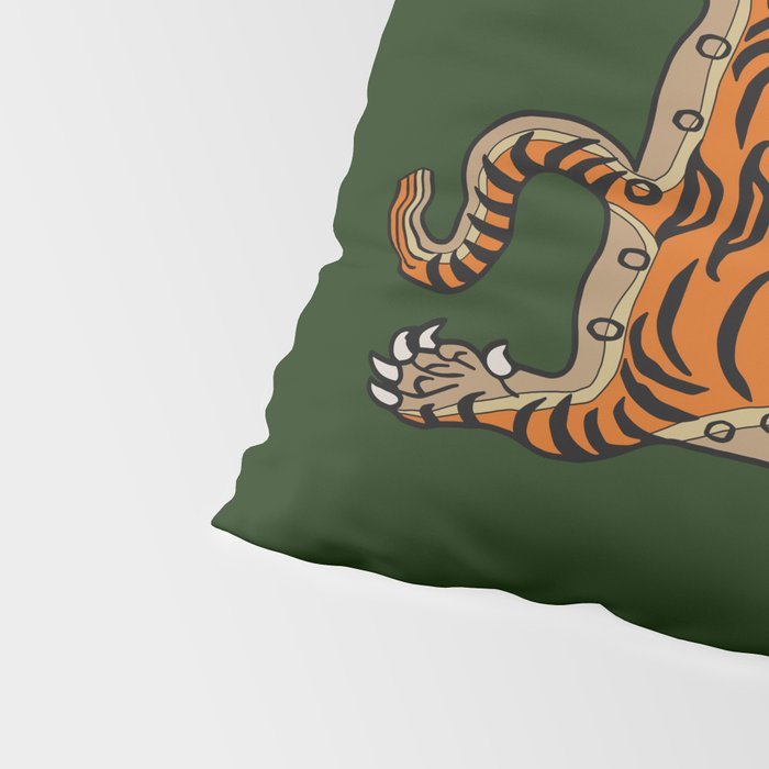 TIBETAN TIGER RUG-green Pillow Sham Gallery Image 4