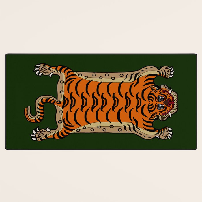 TIBETAN TIGER RUG-green Desk Mat Gallery Image 3