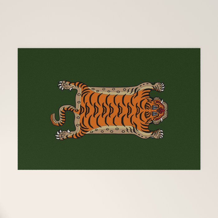 TIBETAN TIGER RUG-green Welcome Mat Gallery Image 1