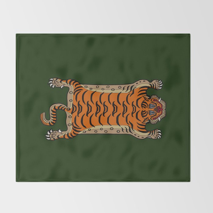 TIBETAN TIGER RUG-green Throw Blanket Gallery Image 2