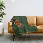 TIBETAN TIGER RUG-green Throw Blanket Gallery Image 1