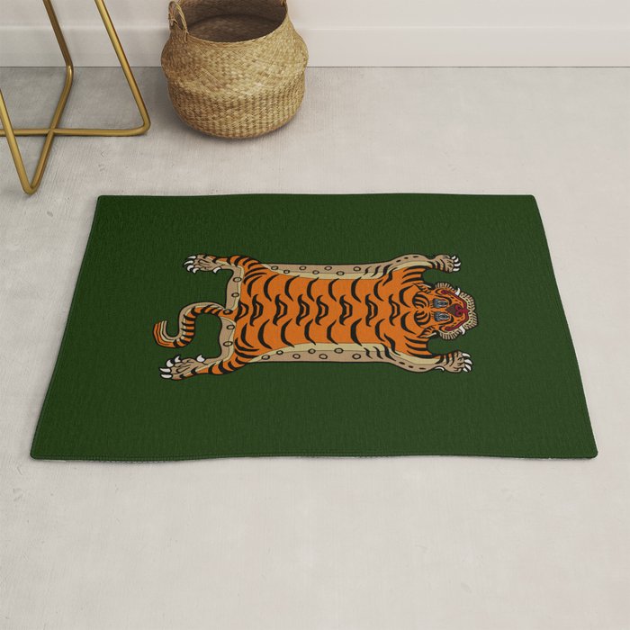 TIBETAN TIGER RUG-green Rug Gallery Image 1