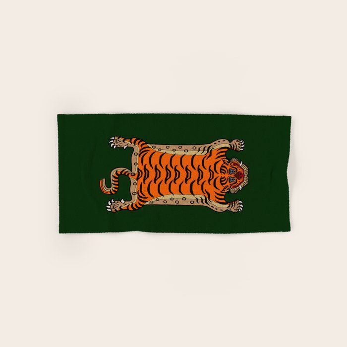 TIBETAN TIGER RUG-green Bath Towel Gallery Image 1