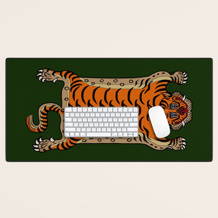 TIBETAN TIGER RUG-green Desk Mat Gallery Image 1