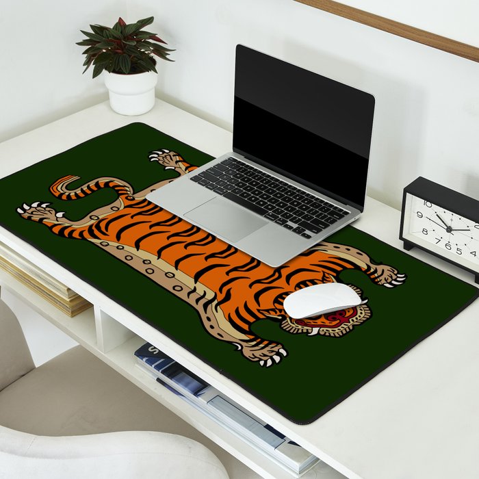 TIBETAN TIGER RUG-green Desk Mat Gallery Image 2