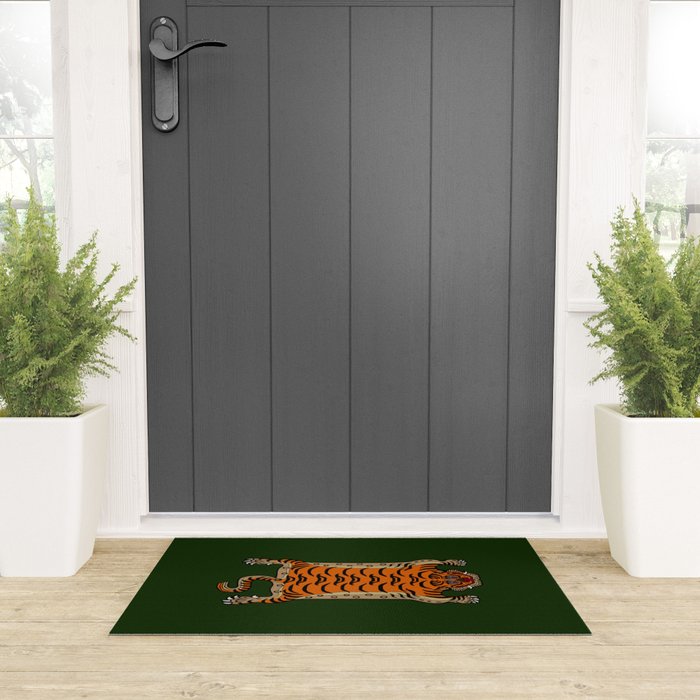 TIBETAN TIGER RUG-green Welcome Mat Gallery Image 3