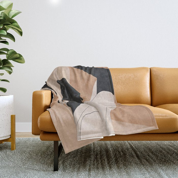 Minimal Abstract Art Sunset Girl 2 Throw Blanket Gallery Image 1