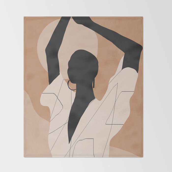 Minimal Abstract Art Sunset Girl 2 Throw Blanket Gallery Image 2