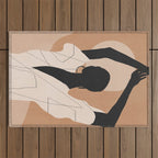 Minimal Abstract Art Sunset Girl 2 Outdoor Rug Gallery Image 1