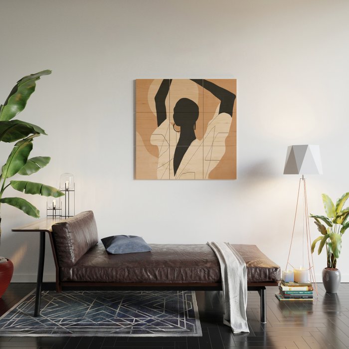 Minimal Abstract Art Sunset Girl 2 Wood Wall Art Gallery Image 2