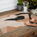 Minimal Abstract Art Sunset Girl 2 Outdoor Rug Gallery Image 2