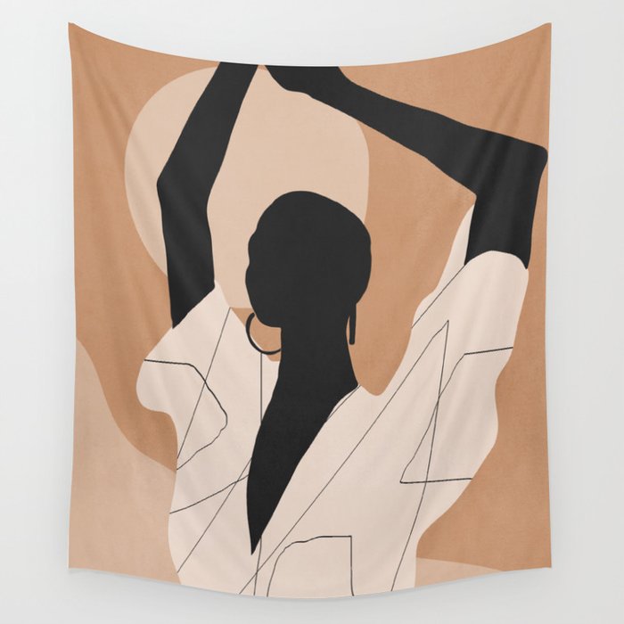 Minimal Abstract Art Sunset Girl 2 Wall Tapestry Gallery Image 4