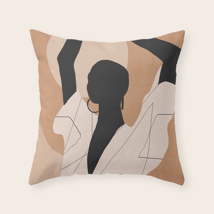 Minimal Abstract Art Sunset Girl 2 Throw Pillow Gallery Image 6