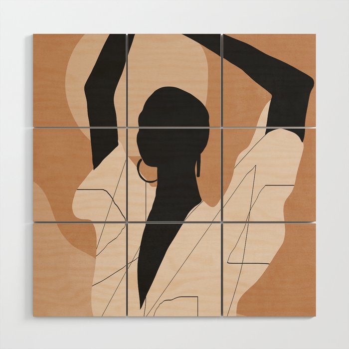 Minimal Abstract Art Sunset Girl 2 Wood Wall Art Gallery Image 1