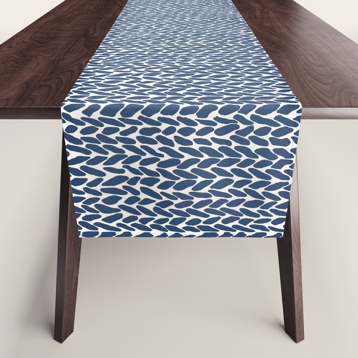 Hand Knit Navy Table Runner Gallery Image 1
