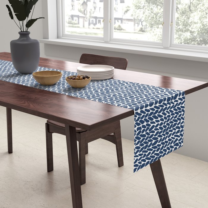 Hand Knit Navy Table Runner Gallery Image 2