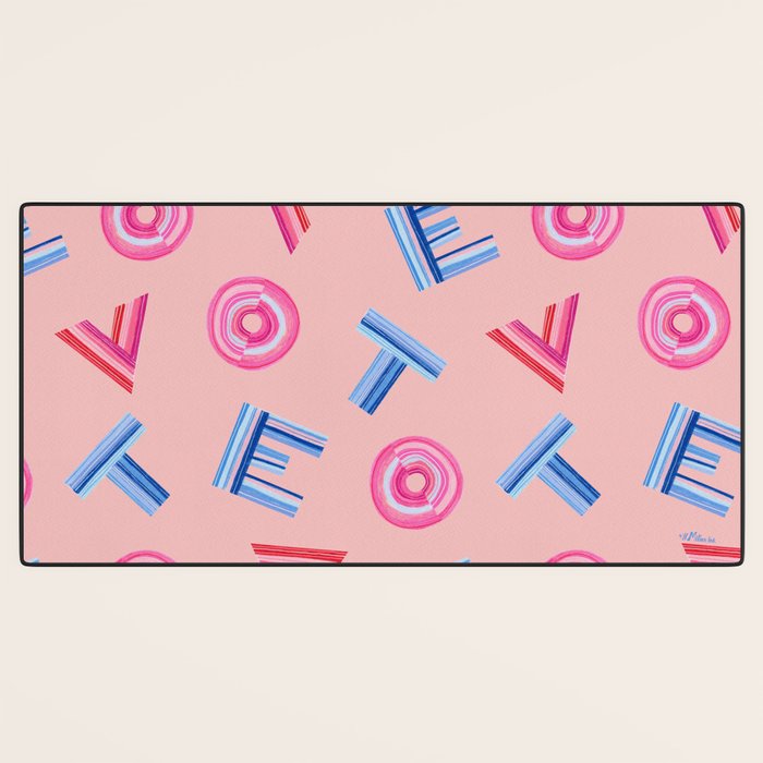 Cast Your Vote | Hand-Lettered Pattern in Peach Desk Mat Gallery Image 3