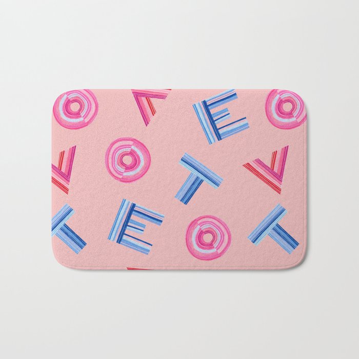 Cast Your Vote | Hand-Lettered Pattern in Peach Bath Mat Gallery Image 1