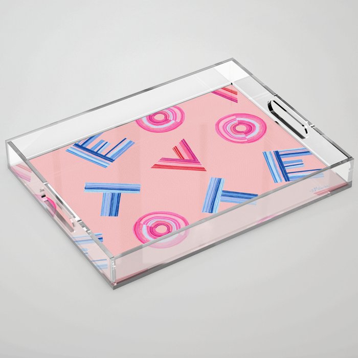 Cast Your Vote | Hand-Lettered Pattern in Peach Acrylic Tray Gallery Image 1