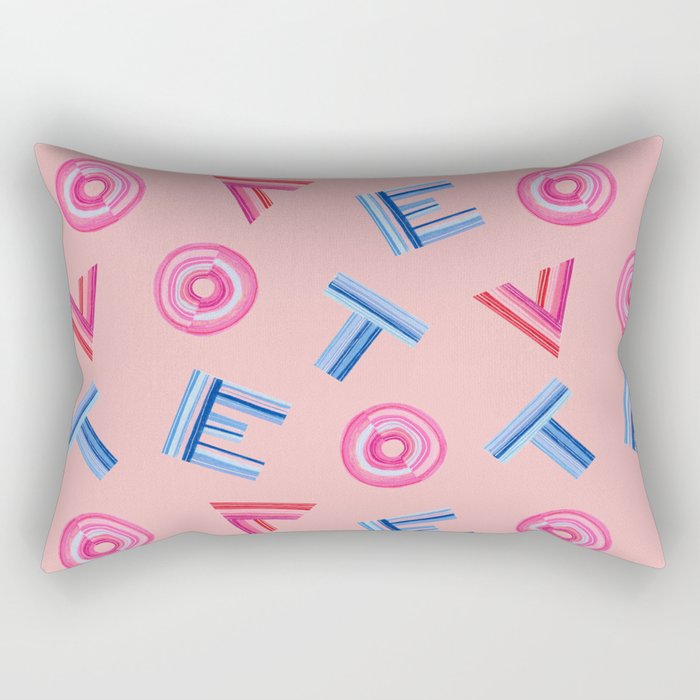 Cast Your Vote | Hand-Lettered Pattern in Peach Rectangular Pillow Gallery Image 2