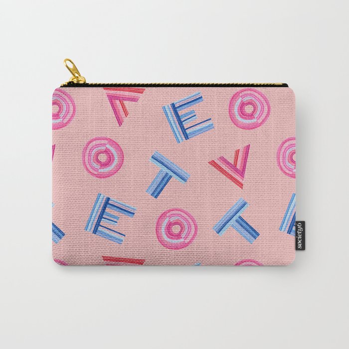 Cast Your Vote | Hand-Lettered Pattern in Peach Carry All Pouch Gallery Image 1