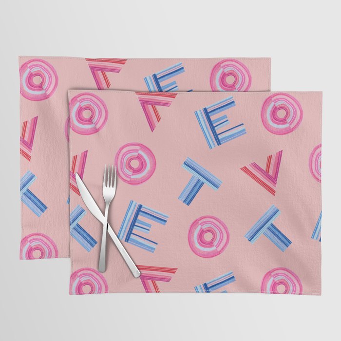 Cast Your Vote | Hand-Lettered Pattern in Peach Placemat Gallery Image 1