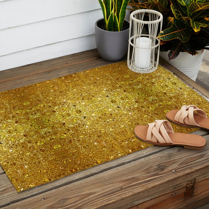 Deep gold glass mosaic Outdoor Rug Gallery Image 2