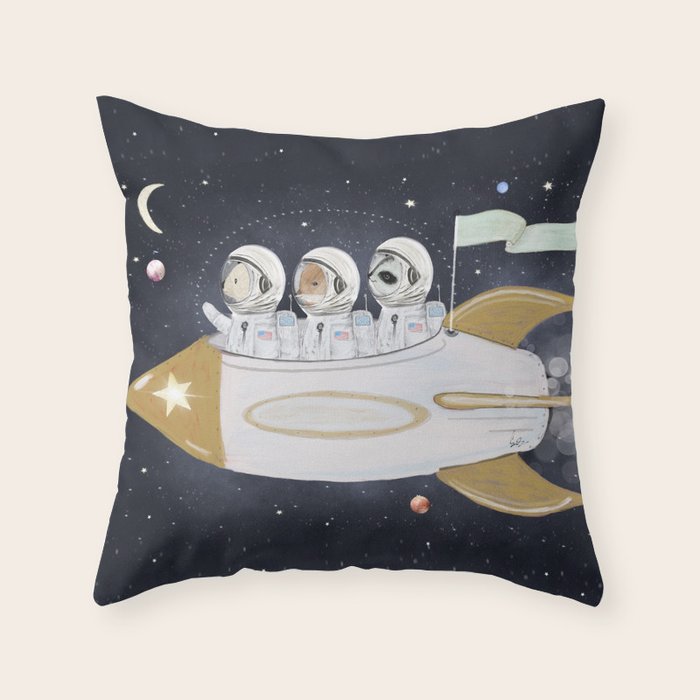 little astronauts Throw Pillow Gallery Image 6