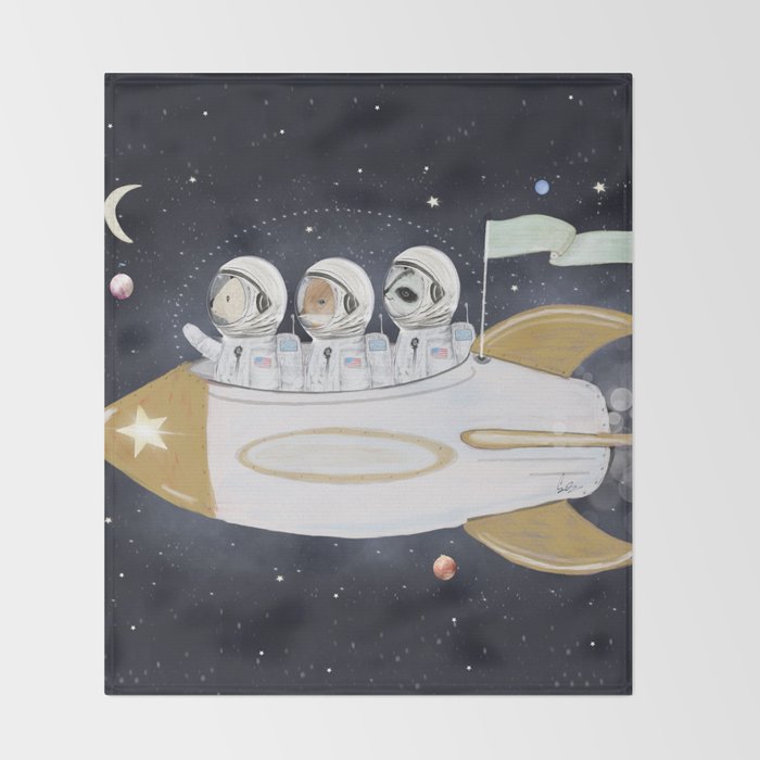 little astronauts Throw Blanket Gallery Image 2